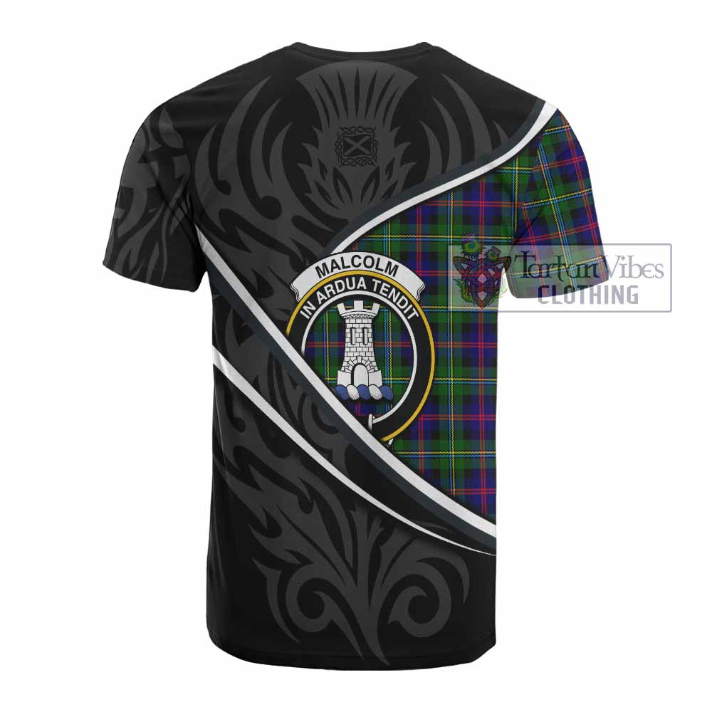 Malcolm Tartan Family Crest Cotton T-shirt Celtic Scottish Thistle Floral - Tartan Vibes Clothing