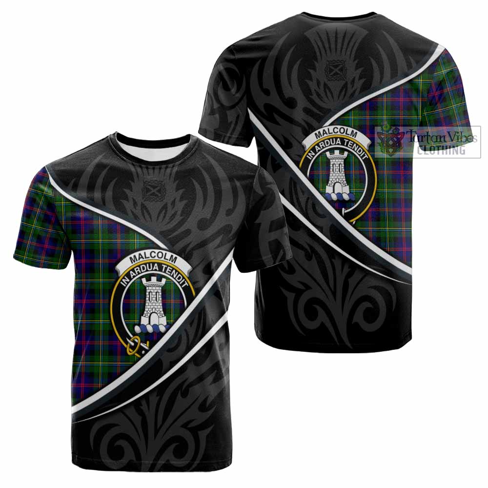 Malcolm Tartan Family Crest Cotton T-shirt Celtic Scottish Thistle Floral - Tartan Vibes Clothing
