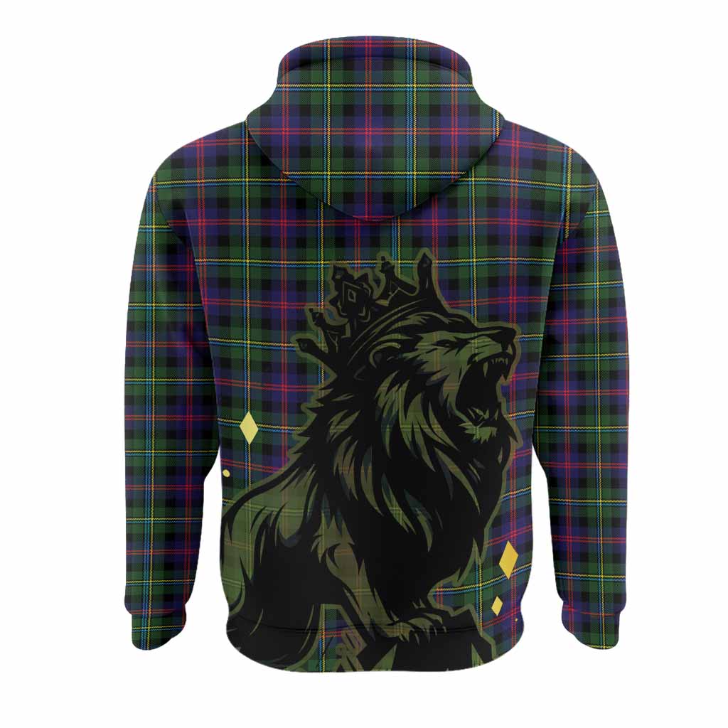 Malcolm Tartan Family Crest Hoodie Crowned Lion Roaring