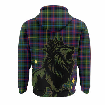 Malcolm Tartan Family Crest Hoodie Crowned Lion Roaring