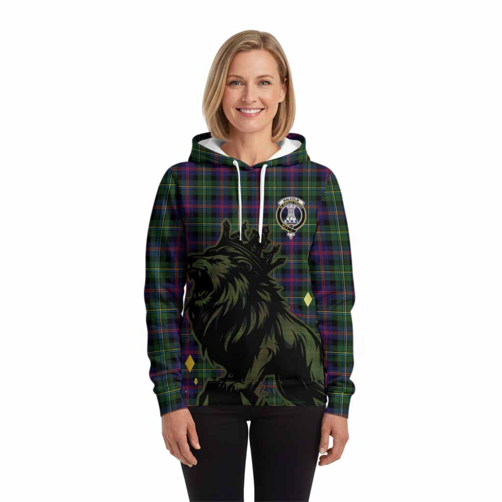 Malcolm Tartan Family Crest Hoodie Crowned Lion Roaring