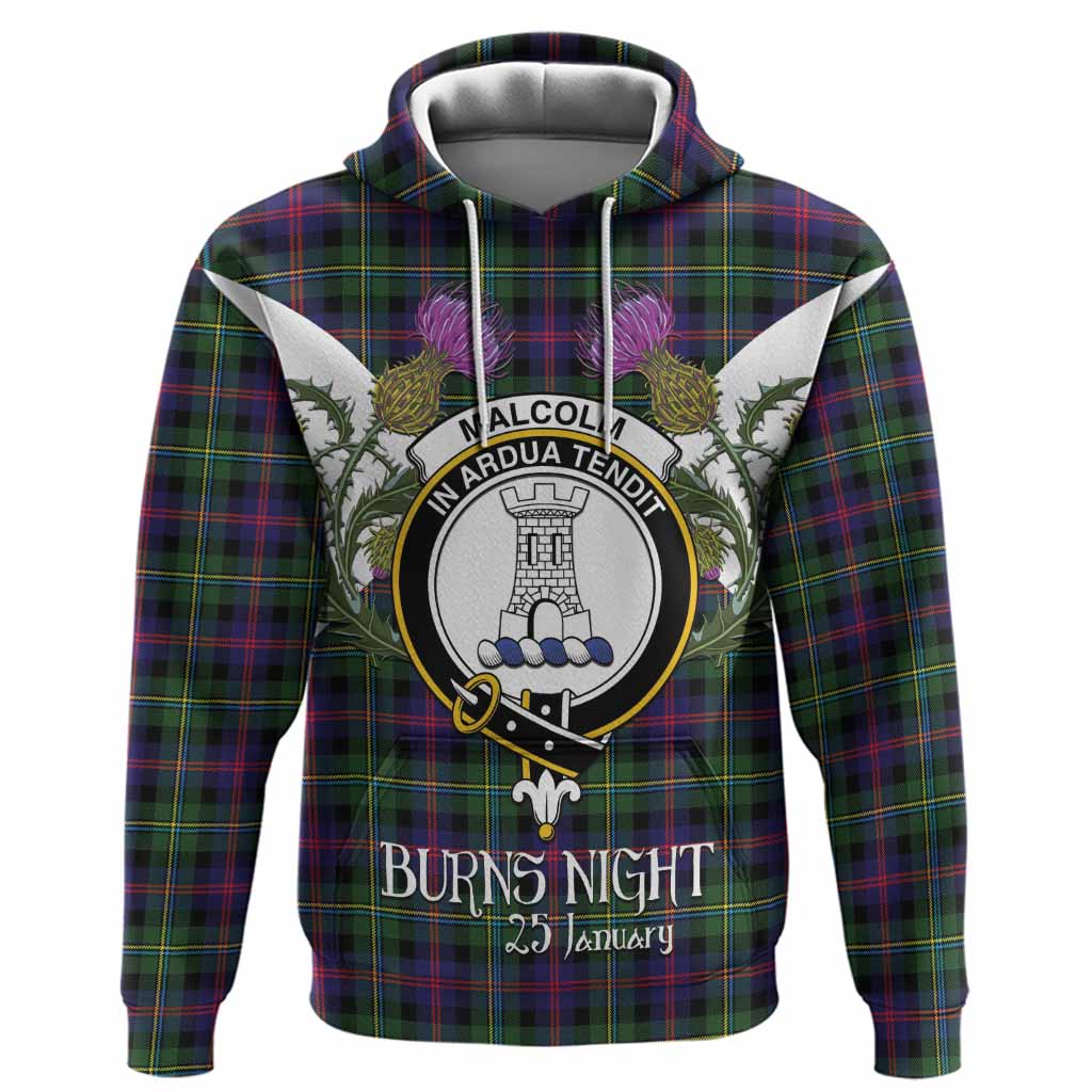 Malcolm Tartan Family Crest Hoodie Scottish Burns Night Thistle Floral