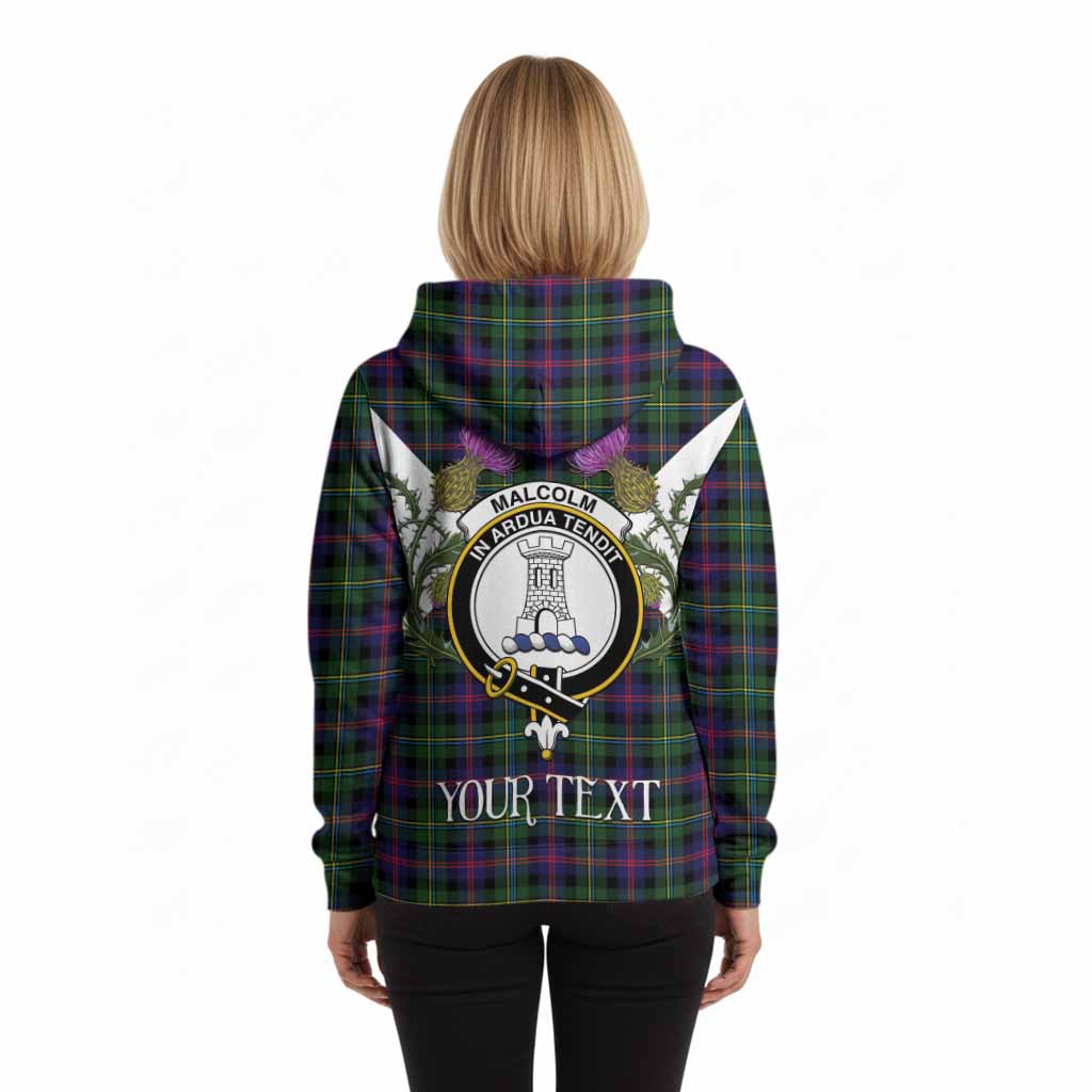 Malcolm Tartan Family Crest Hoodie Scottish Burns Night Thistle Floral