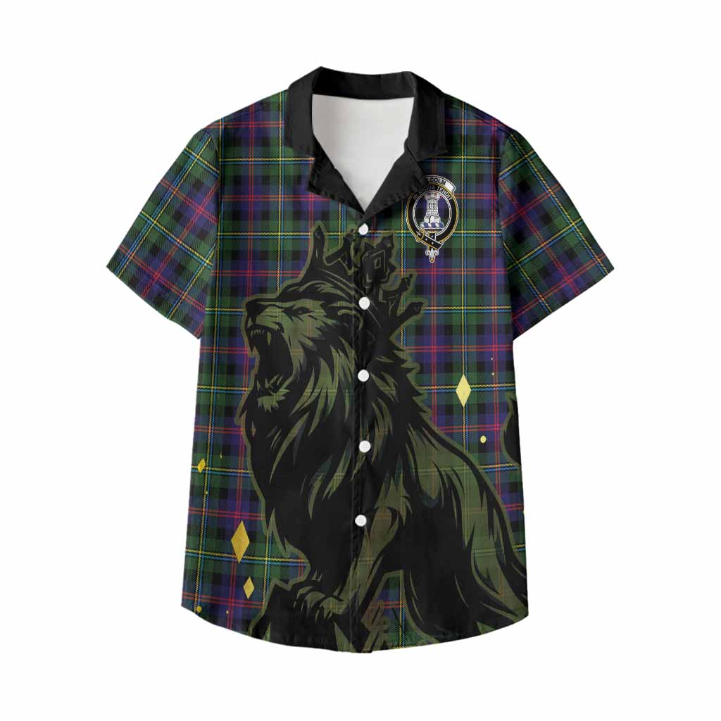 Malcolm Tartan Family Crest Kid Hawaiian Shirt Crowned Lion Roaring