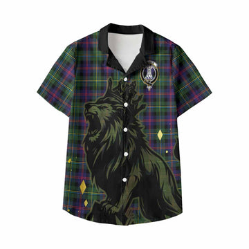 Malcolm Tartan Family Crest Kid Hawaiian Shirt Crowned Lion Roaring