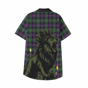 Malcolm Tartan Family Crest Kid Hawaiian Shirt Crowned Lion Roaring