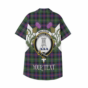 Malcolm Tartan Family Crest Kid Hawaiian Shirt Scottish Burns Night Thistle Floral
