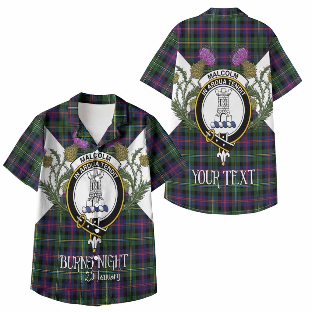Malcolm Tartan Family Crest Kid Hawaiian Shirt Scottish Burns Night Thistle Floral