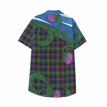 Malcolm Tartan Family Crest Kid Hawaiian Shirt Thistle in Minimalism