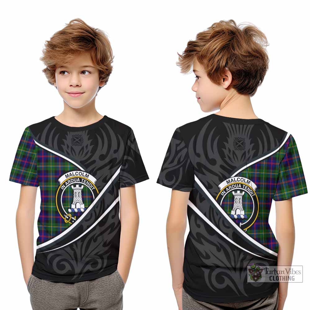 Malcolm Tartan Family Crest Kid T-shirt Celtic Scottish Thistle Floral - Tartan Vibes Clothing