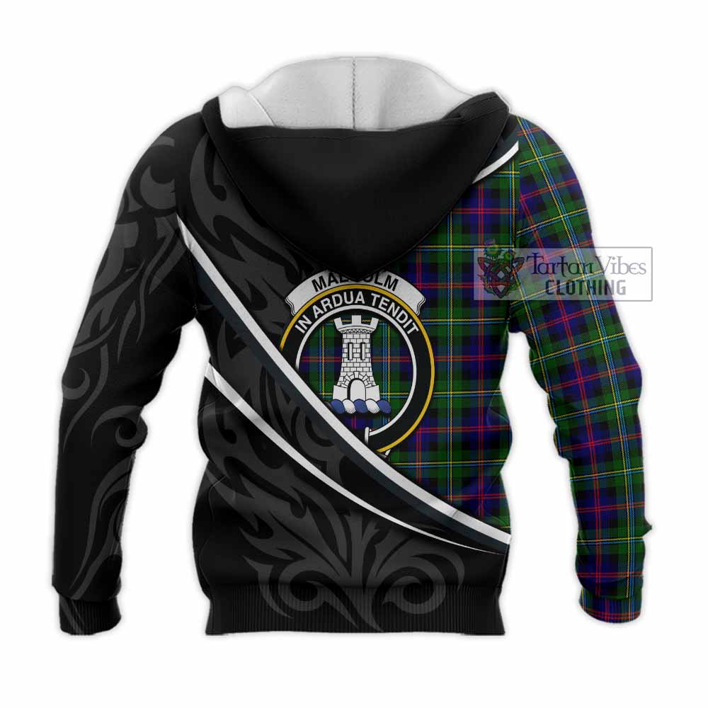 Malcolm Tartan Family Crest Knitted Hoodie Celtic Scottish Thistle Floral - Tartan Vibes Clothing
