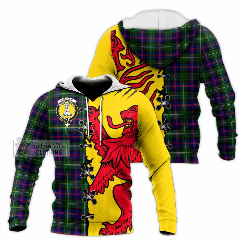 Malcolm Tartan Family Crest Knitted Hoodie Lion Rampant Honor - Tartan Vibes Clothing