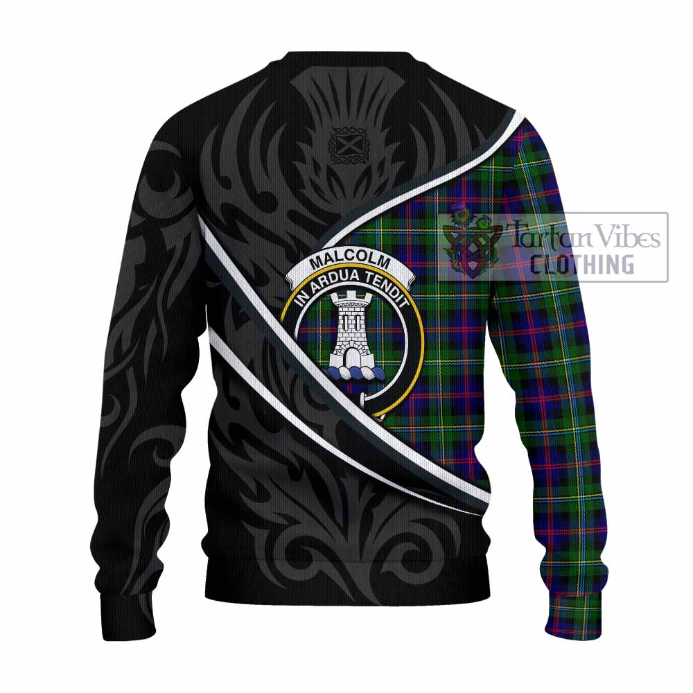 Malcolm Tartan Family Crest Knitted Sweater Celtic Scottish Thistle Floral - Tartan Vibes Clothing