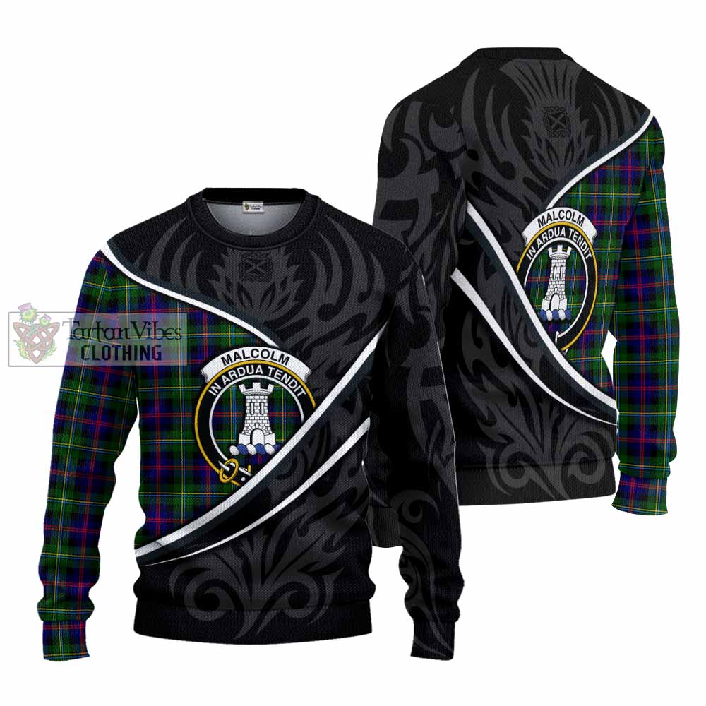 Malcolm Tartan Family Crest Knitted Sweater Celtic Scottish Thistle Floral - Tartan Vibes Clothing