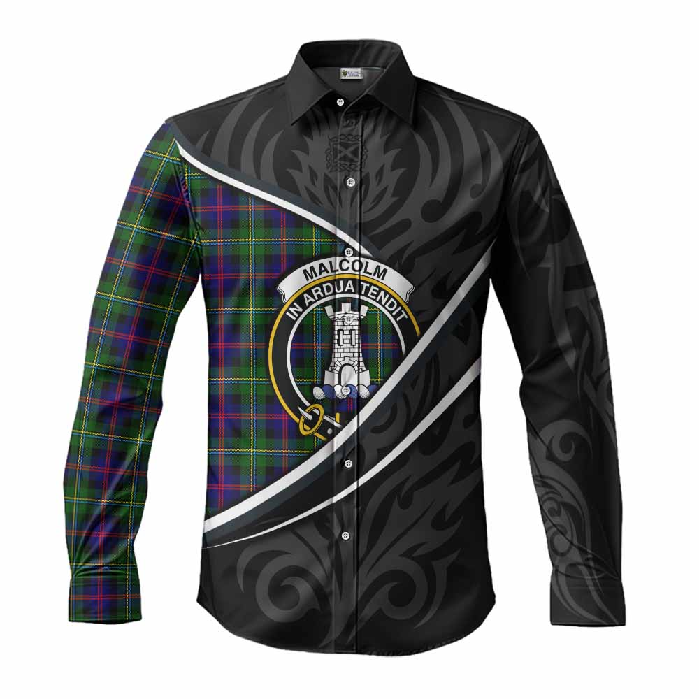 Malcolm Tartan Family Crest Long Sleeve Button Shirts Celtic Scottish Thistle Floral - Tartan Vibes Clothing