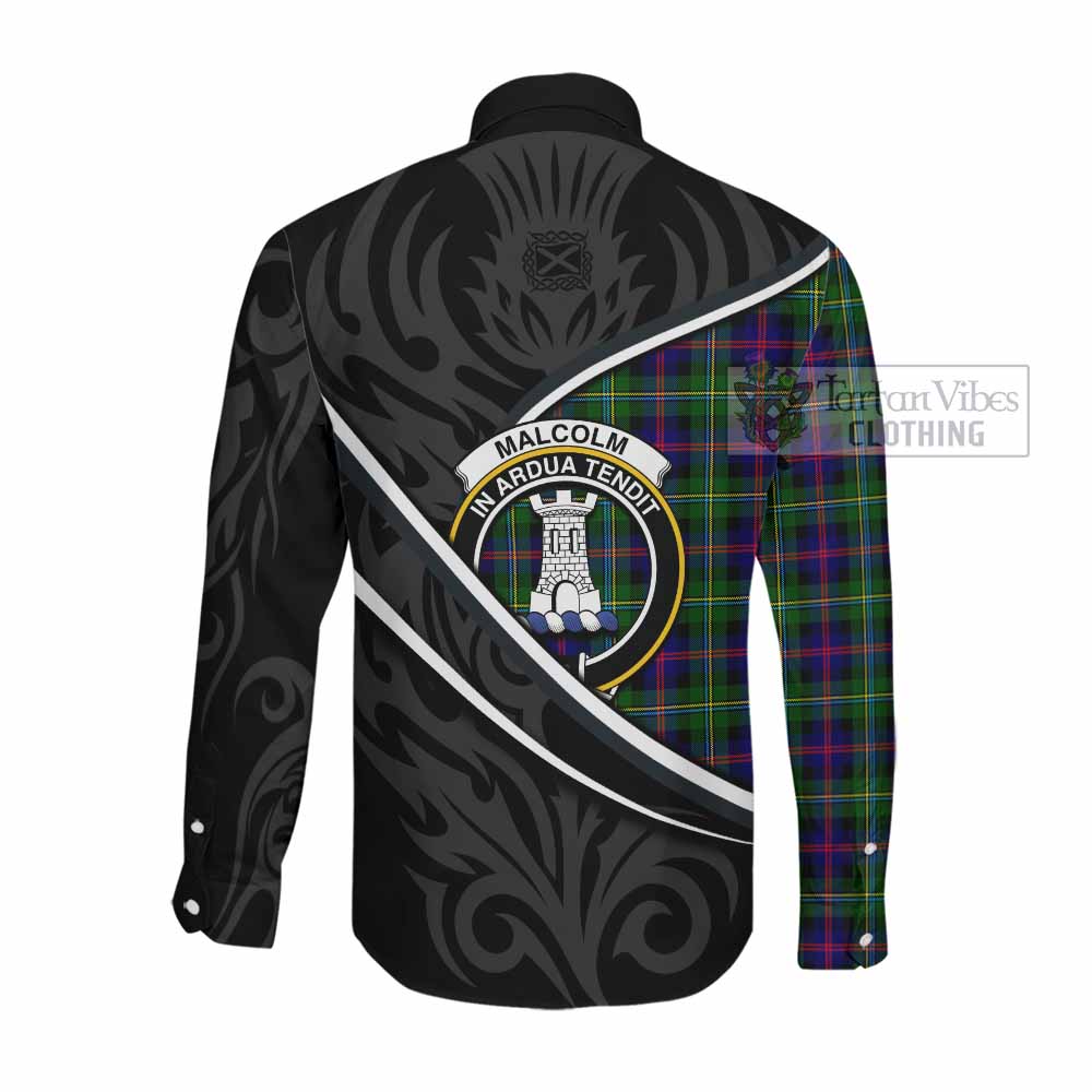 Malcolm Tartan Family Crest Long Sleeve Button Shirts Celtic Scottish Thistle Floral - Tartan Vibes Clothing