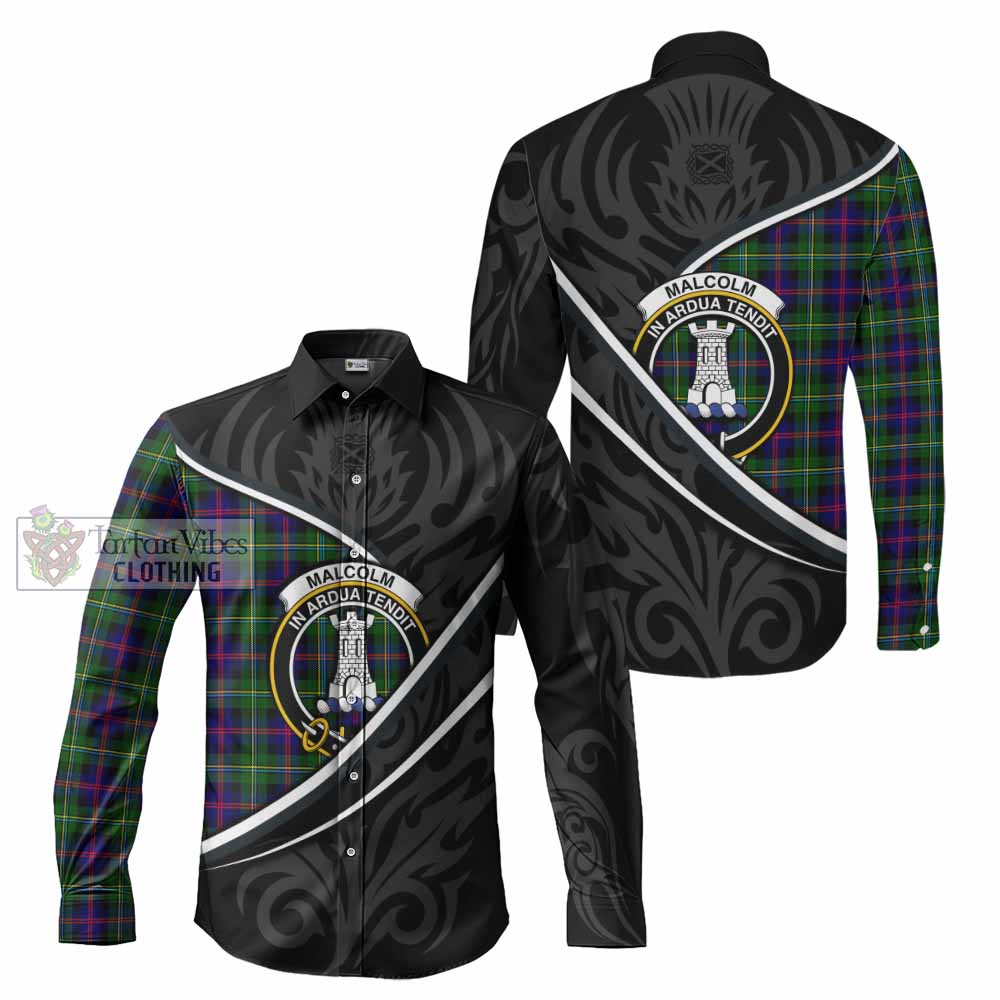 Malcolm Tartan Family Crest Long Sleeve Button Shirts Celtic Scottish Thistle Floral - Tartan Vibes Clothing