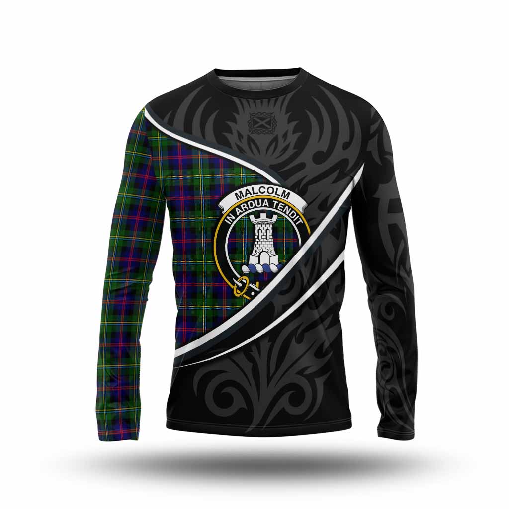 Malcolm Tartan Family Crest Long Sleeve T-Shirt Celtic Scottish Thistle Floral - Tartan Vibes Clothing