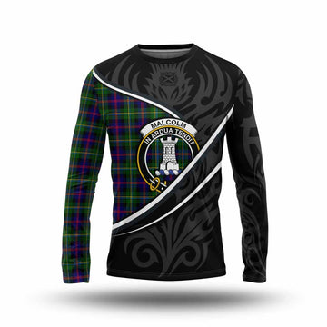 Malcolm Tartan Family Crest Long Sleeve T-Shirt Celtic Scottish Thistle Floral - Tartan Vibes Clothing