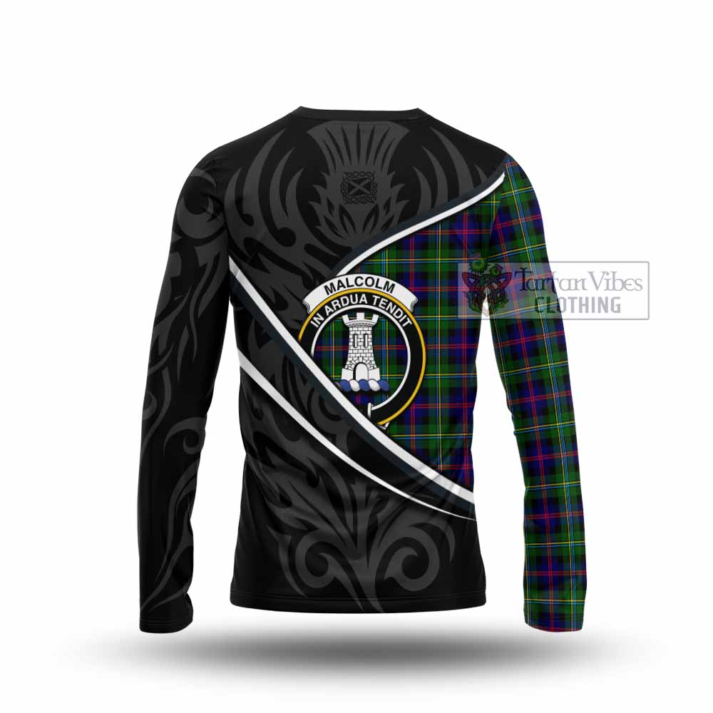 Malcolm Tartan Family Crest Long Sleeve T-Shirt Celtic Scottish Thistle Floral - Tartan Vibes Clothing