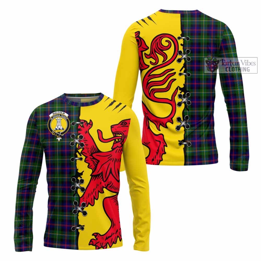 Malcolm Tartan Family Crest Long Sleeve T-Shirt Lion Rampant Honor - Tartan Vibes Clothing