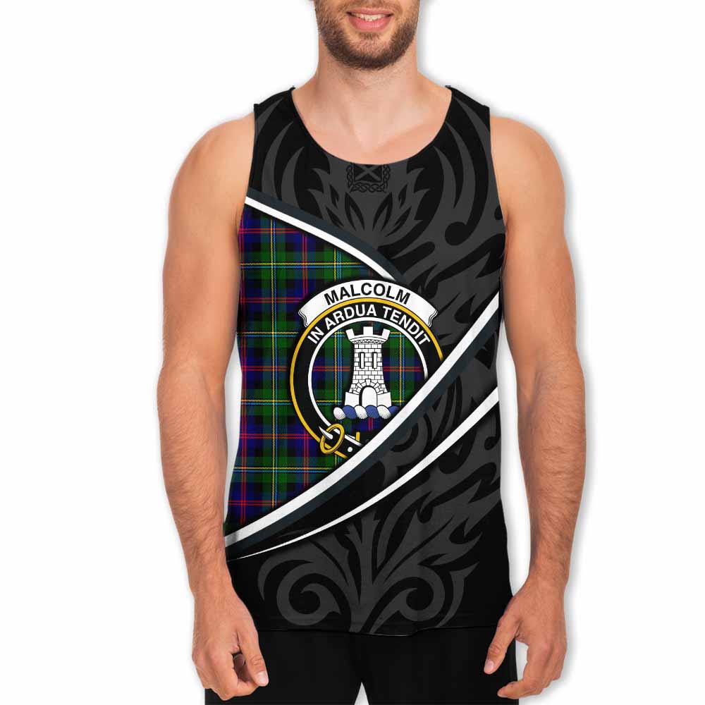 Malcolm Tartan Family Crest Men Tank Top Celtic Scottish Thistle Floral - Tartan Vibes Clothing