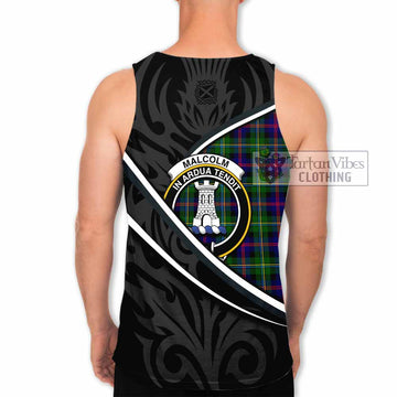 Malcolm Tartan Family Crest Men Tank Top Celtic Scottish Thistle Floral