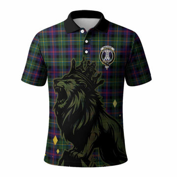 Malcolm Tartan Family Crest Polo Shirt Crowned Lion Roaring