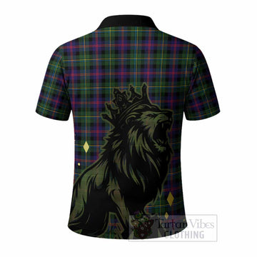Malcolm Tartan Family Crest Polo Shirt Crowned Lion Roaring