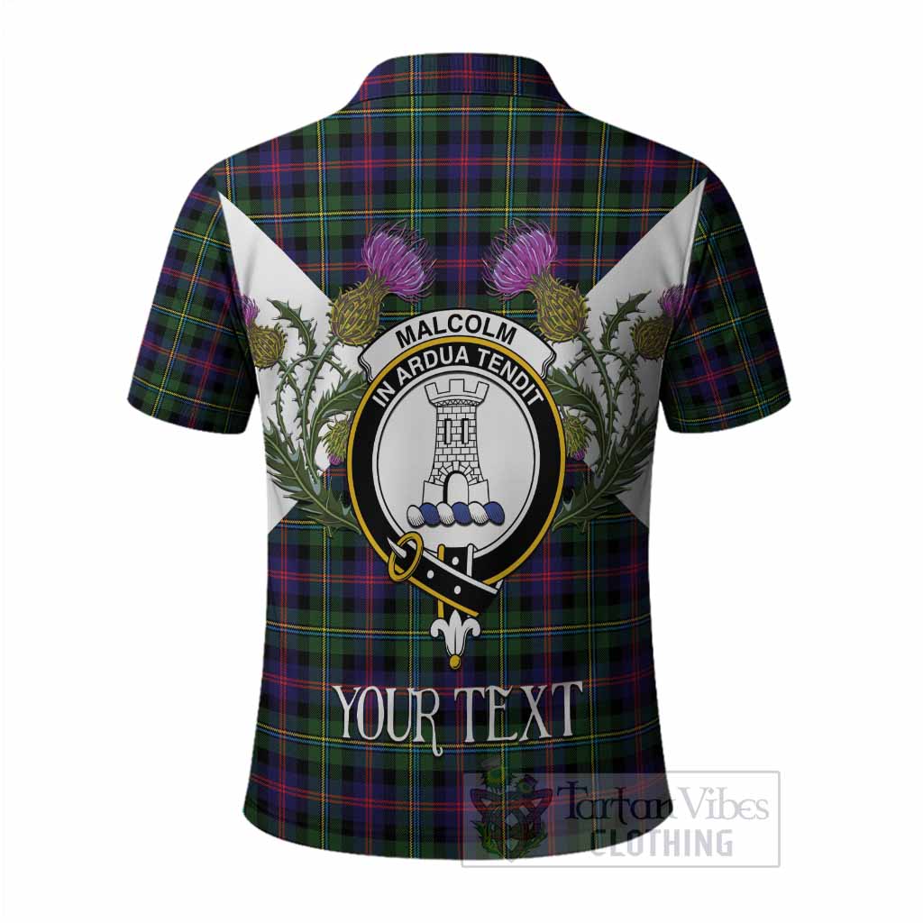 Malcolm Tartan Family Crest Polo Shirt Scottish Burns Night Thistle Floral
