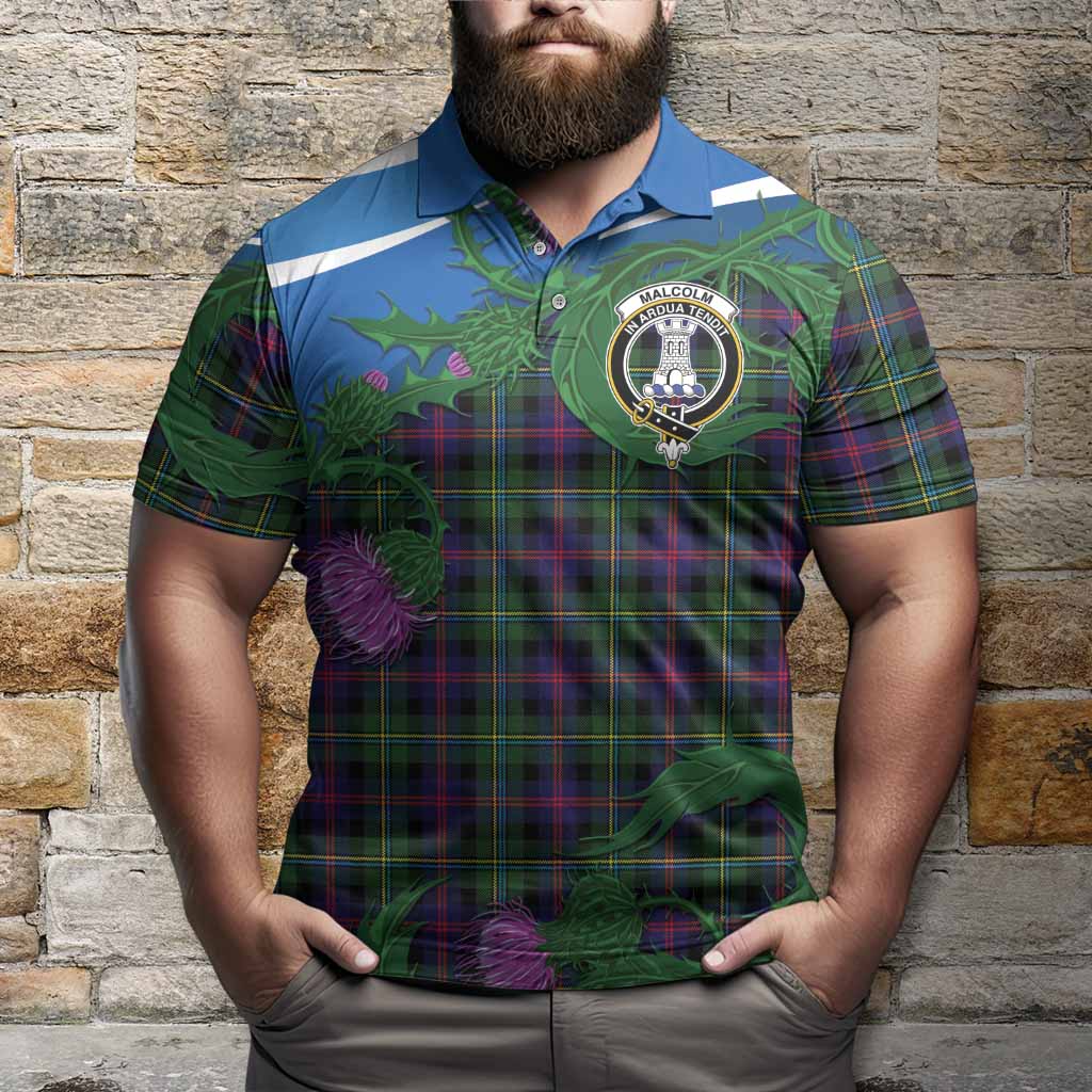 Malcolm Tartan Family Crest Polo Shirt Thistle in Minimalism