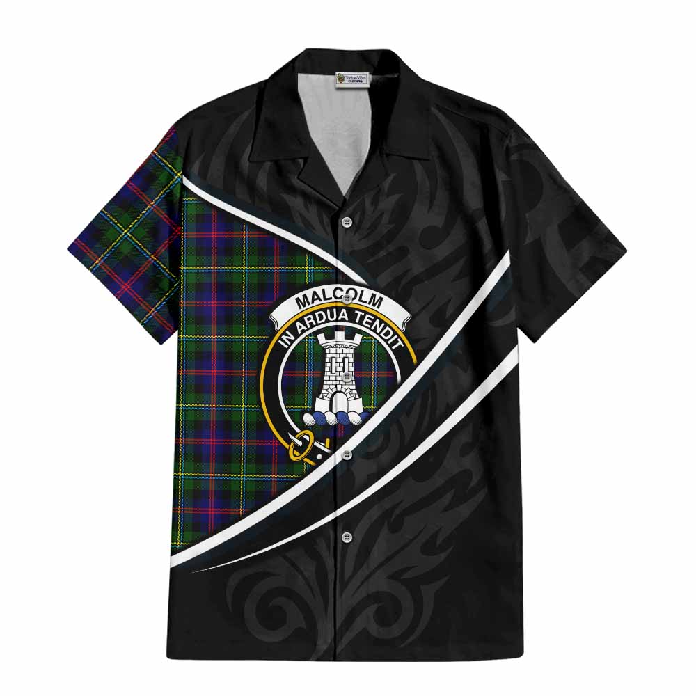 Malcolm Tartan Family Crest Short Sleeve Button Shirt Celtic Scottish Thistle Floral - Tartan Vibes Clothing