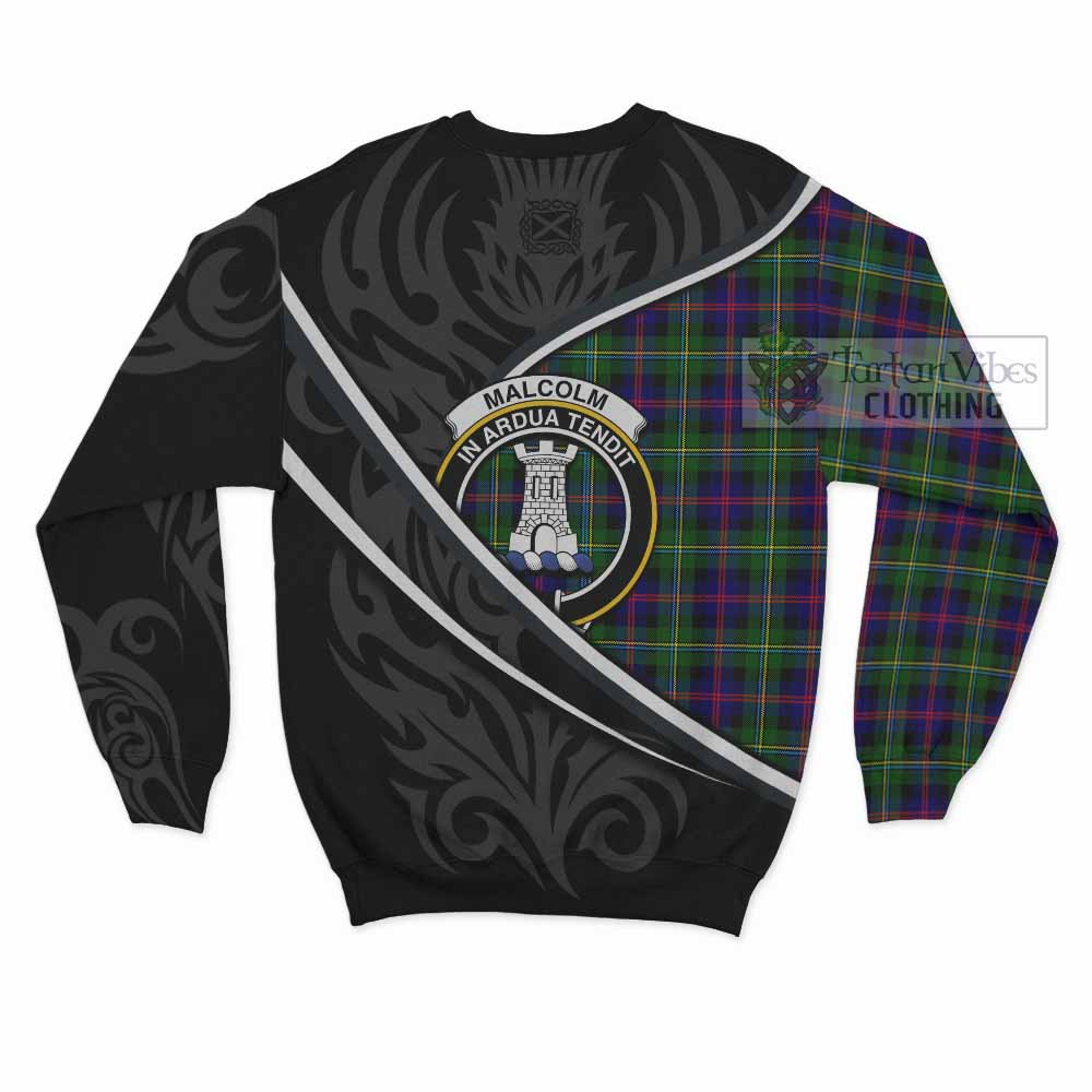 Malcolm Tartan Family Crest Sweatshirt Celtic Scottish Thistle Floral - Tartan Vibes Clothing
