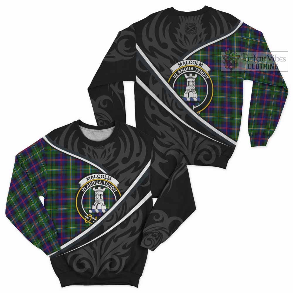 Malcolm Tartan Family Crest Sweatshirt Celtic Scottish Thistle Floral - Tartan Vibes Clothing