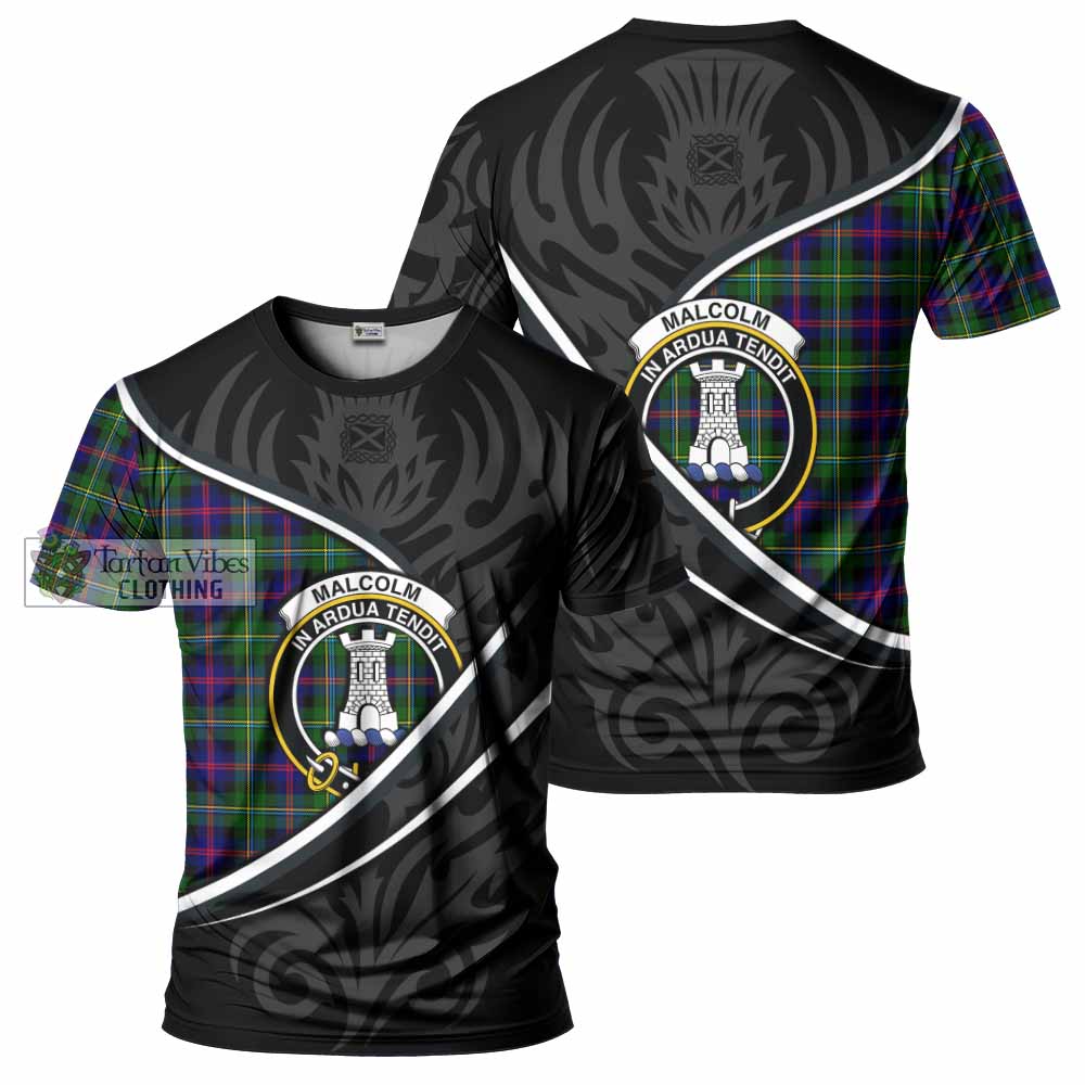 Malcolm Tartan Family Crest T-shirt Celtic Scottish Thistle Floral - Tartan Vibes Clothing