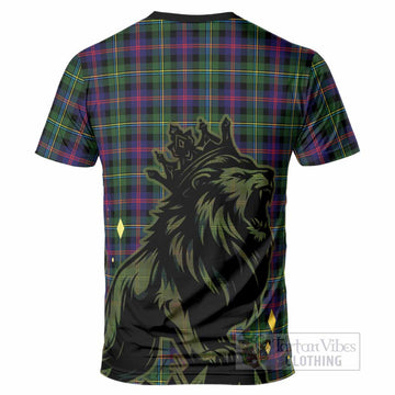 Malcolm Tartan Family Crest T-Shirt Crowned Lion Roaring