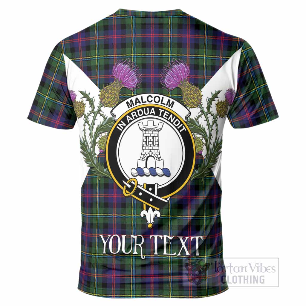 Malcolm Tartan Family Crest T-Shirt Scottish Burns Night Thistle Floral