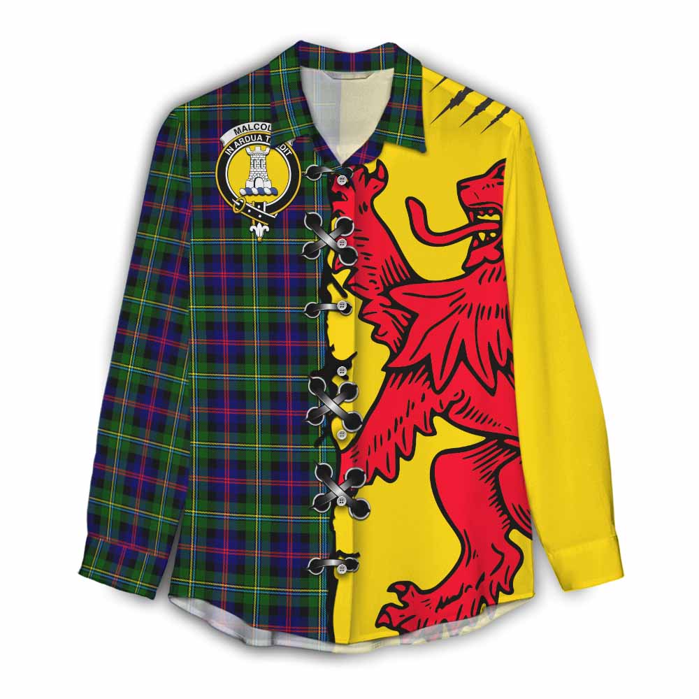 Malcolm Tartan Family Crest Women Casual Shirt Lion Rampant Honor - Tartan Vibes Clothing