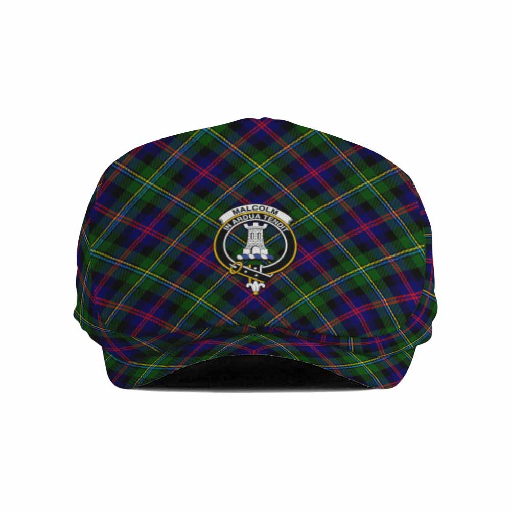 Malcolm Tartan Flat Cap, Jeff Cap Cross Style with Family Crest - Tartan Vibes Clothing