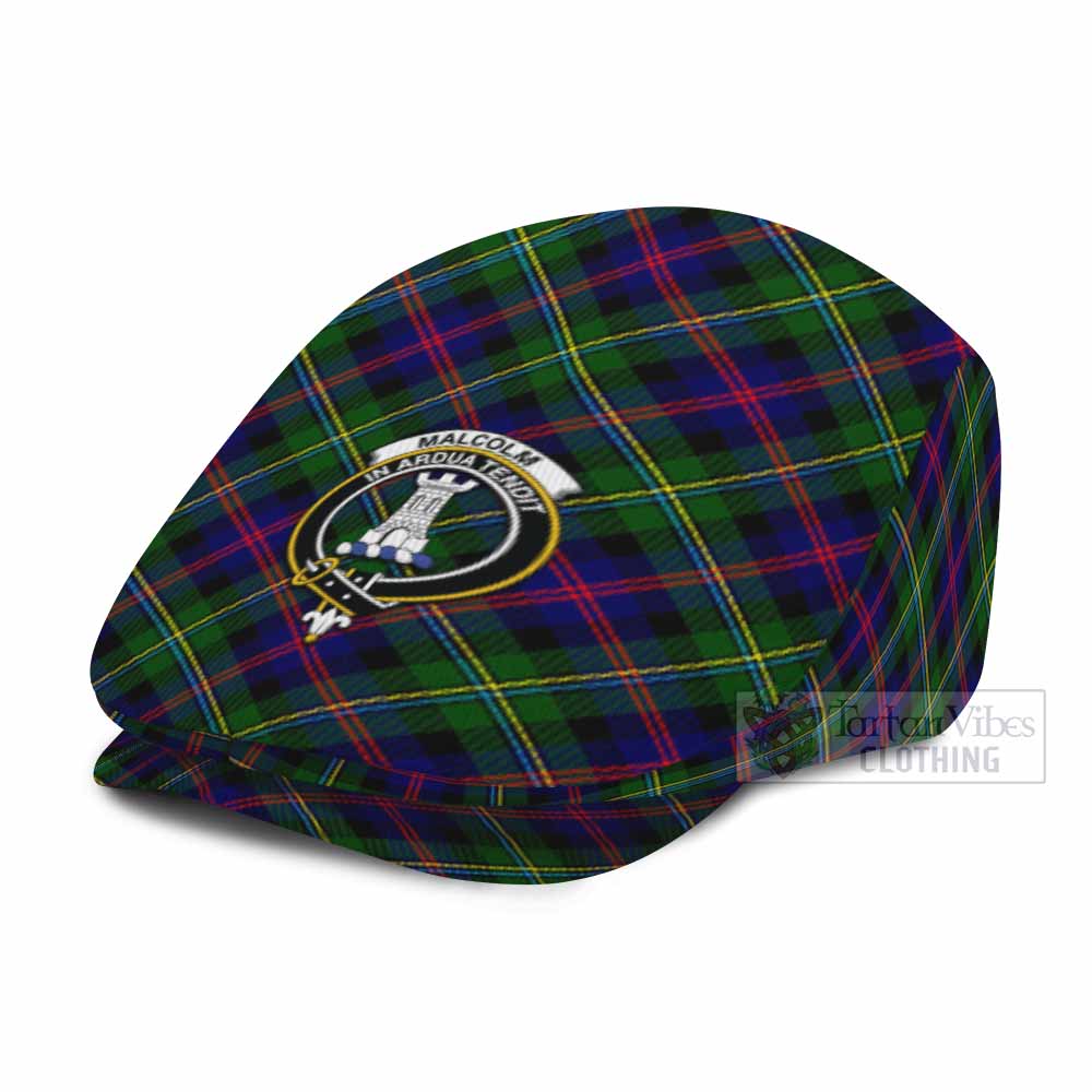 Malcolm Tartan Flat Cap, Jeff Cap Cross Style with Family Crest - Tartan Vibes Clothing
