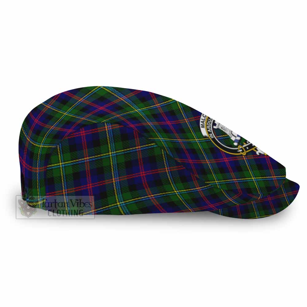 Malcolm Tartan Flat Cap, Jeff Cap Cross Style with Family Crest - Tartan Vibes Clothing