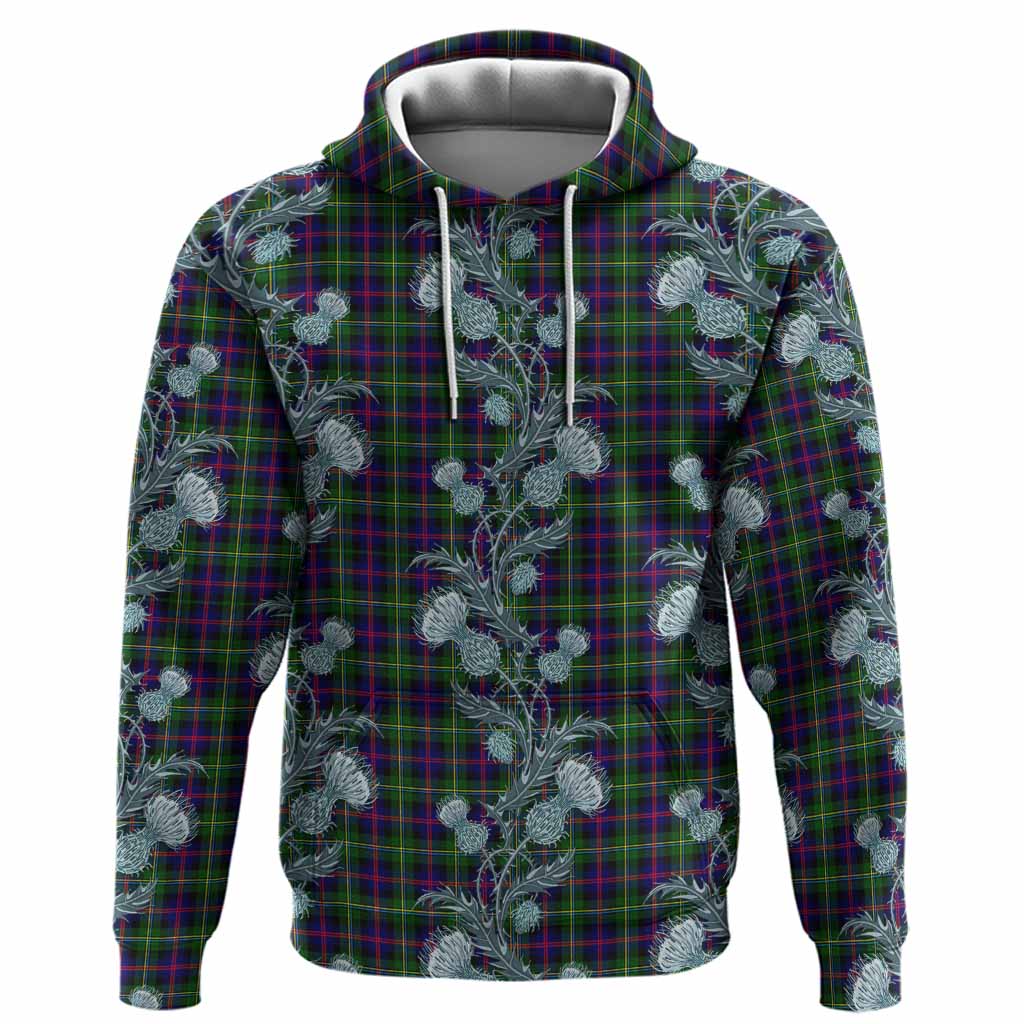 Malcolm Tartan Hoodie Seamless Scottish Thistle Flowers