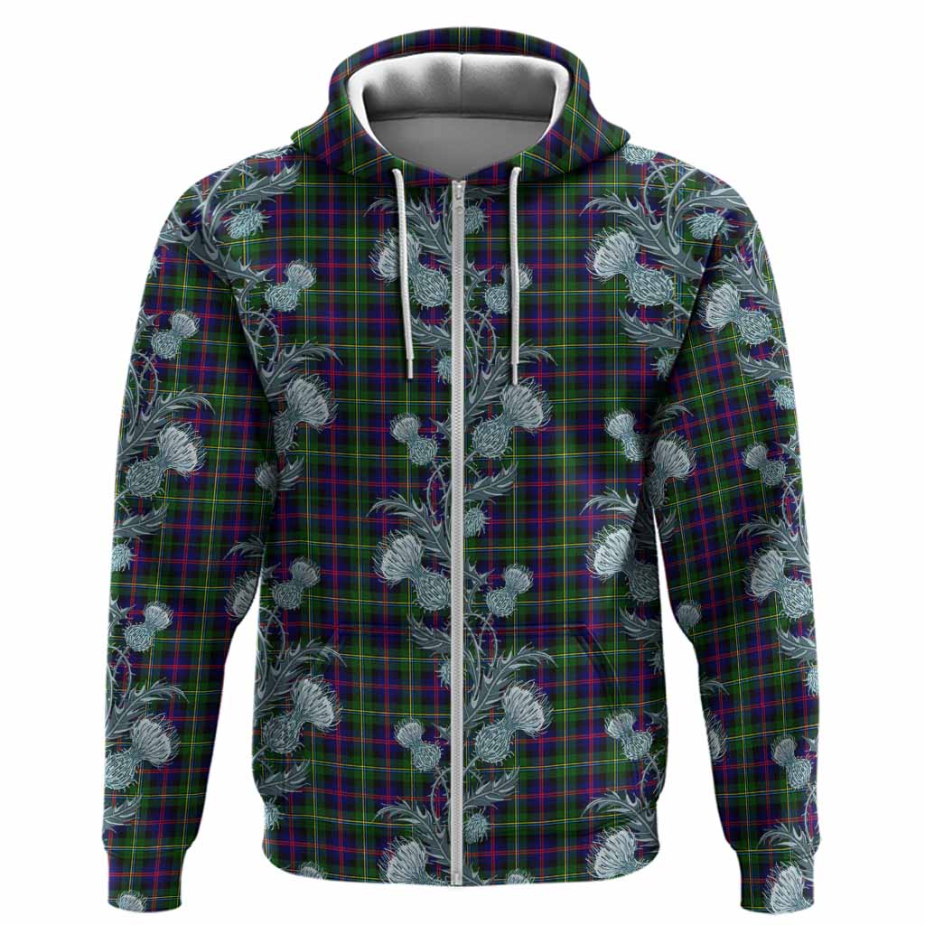 Malcolm Tartan Hoodie Seamless Scottish Thistle Flowers
