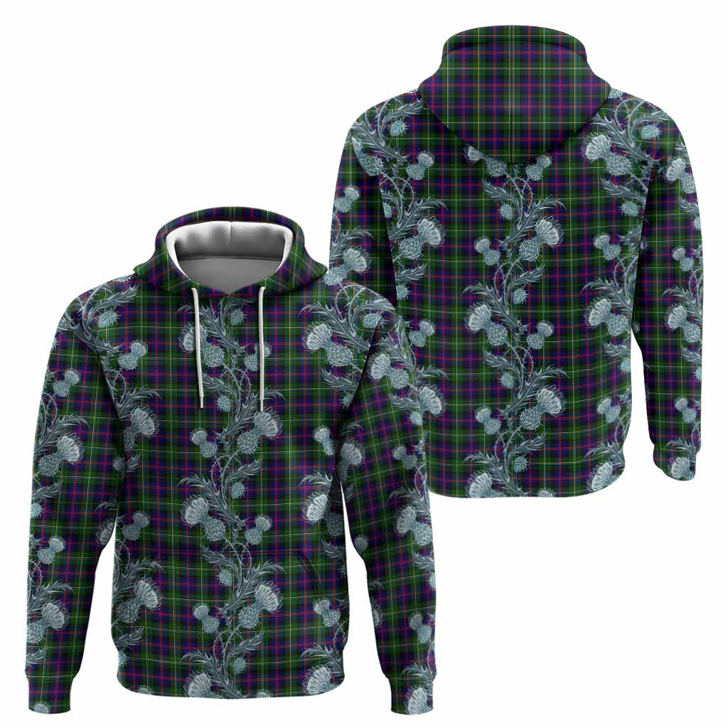 Malcolm Tartan Hoodie Seamless Scottish Thistle Flowers