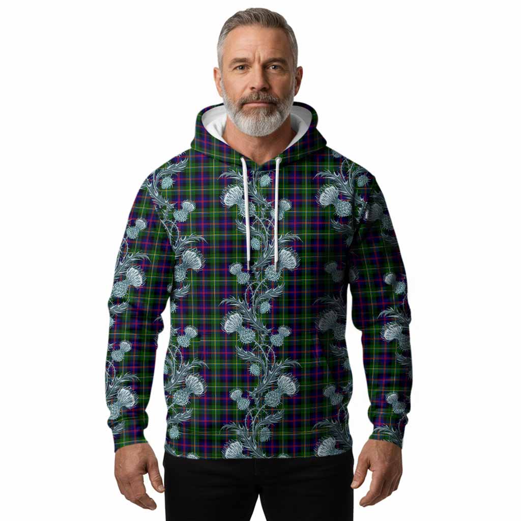 Malcolm Tartan Hoodie Seamless Scottish Thistle Flowers