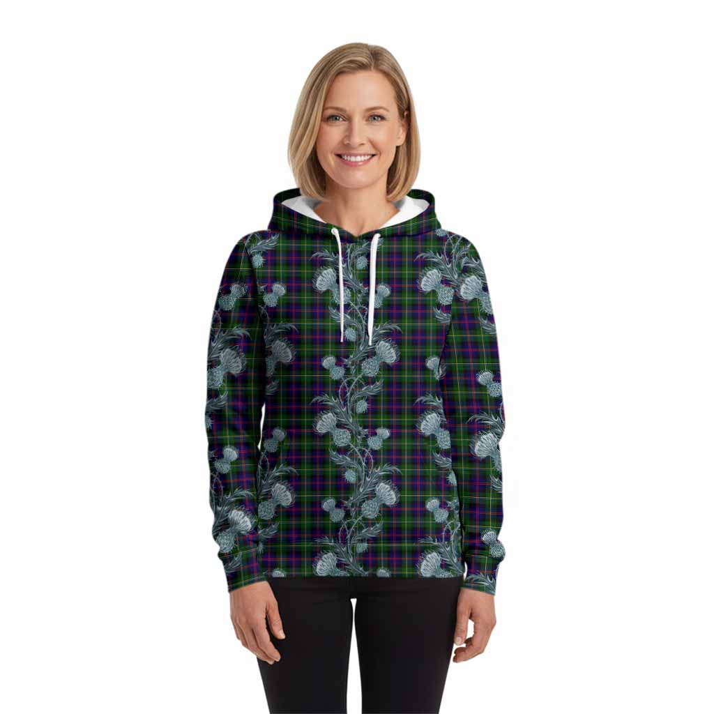 Malcolm Tartan Hoodie Seamless Scottish Thistle Flowers