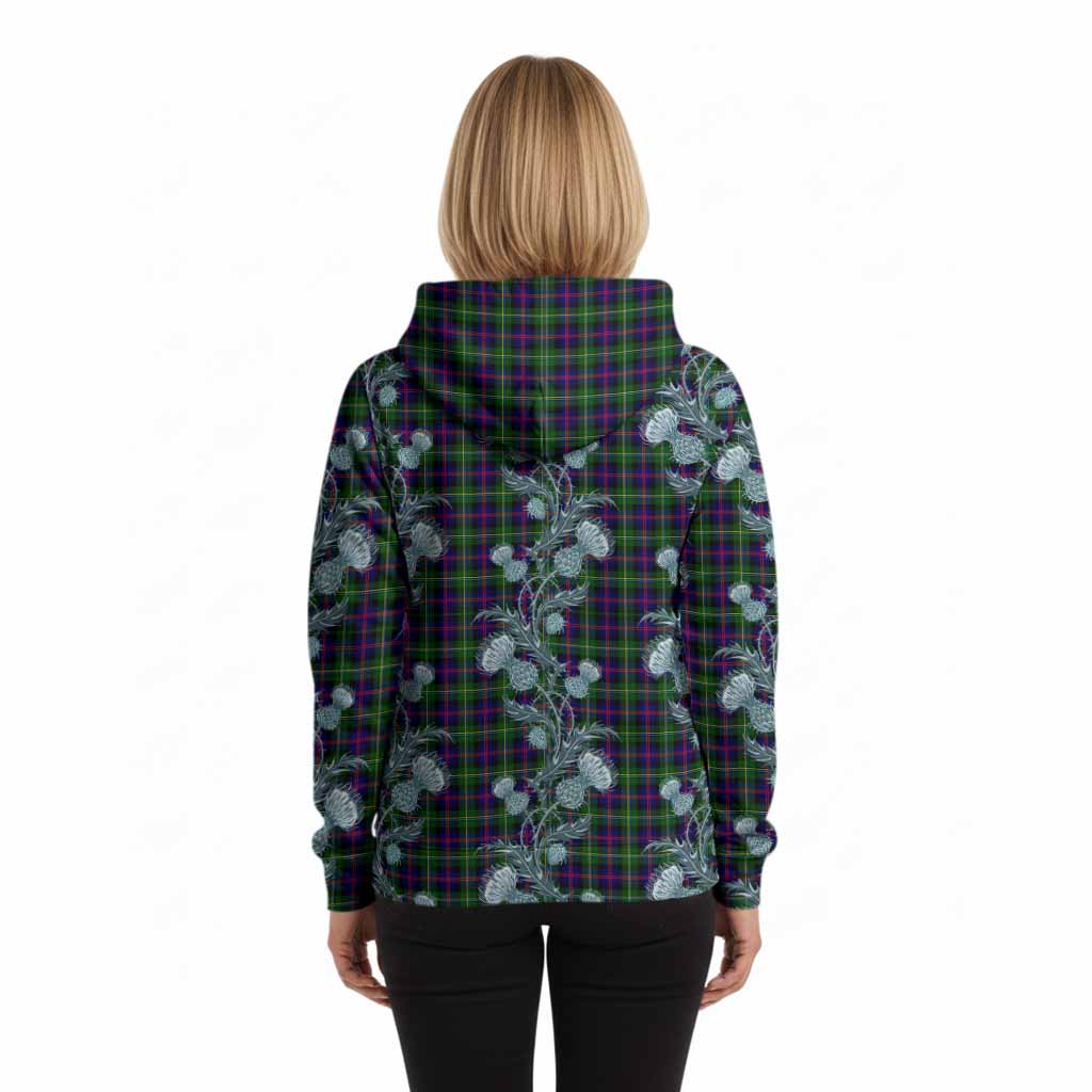 Malcolm Tartan Hoodie Seamless Scottish Thistle Flowers