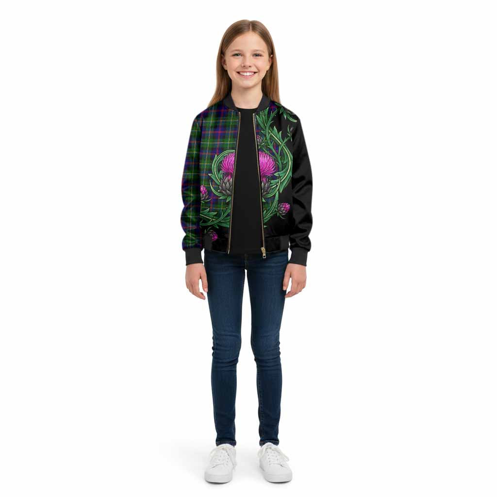 Malcolm Tartan Kid Bomber Jacket Resilient Scottish Thistle - Tartan Vibes Clothing
