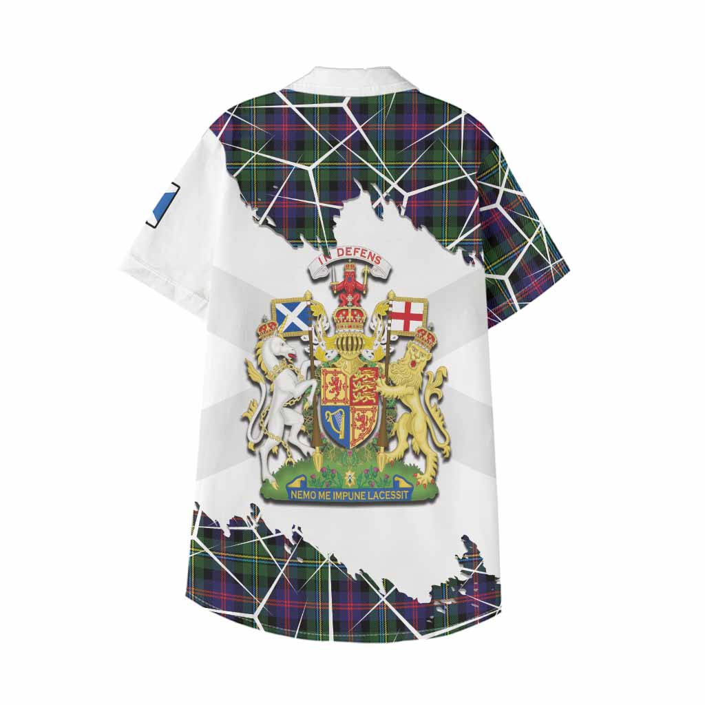Malcolm Tartan Kid Hawaiian Shirt with Family Crest and Lion Rampant Grunge Style