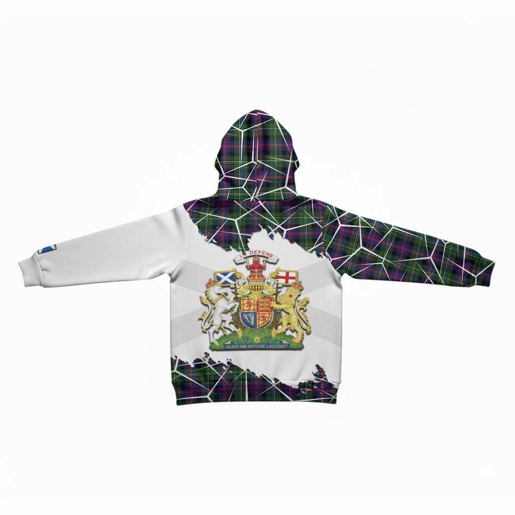 Malcolm Tartan Kid Hoodie with Family Crest and Lion Rampant Grunge Style